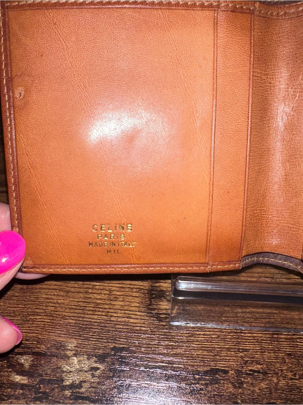 Celine Brown & Tan Logo Bifold Wallet